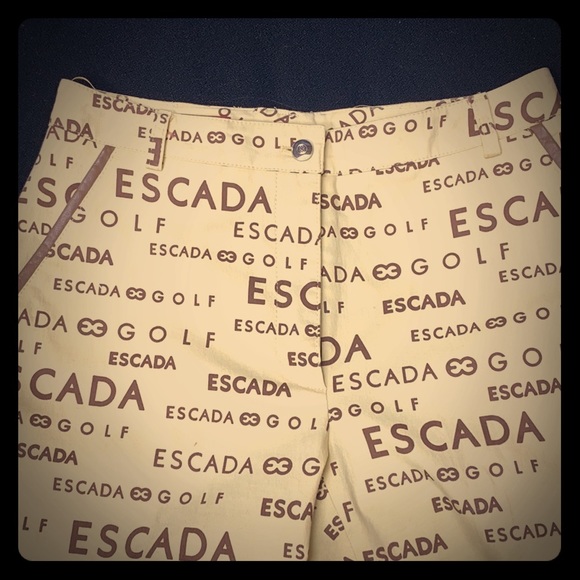Escada Golf slant pocket trousers w/ logo pattern. - Picture 5 of 6